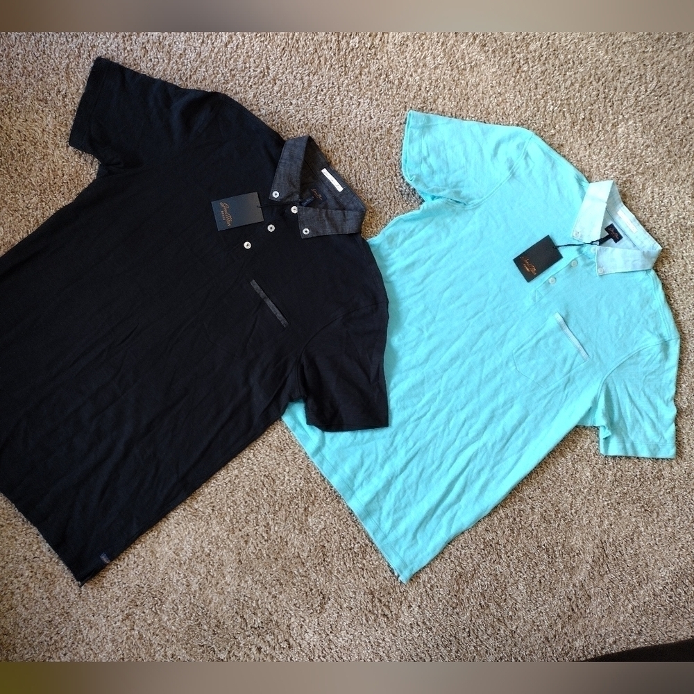 Good Man Brand Black and Light Blue Polo Shirts NWT